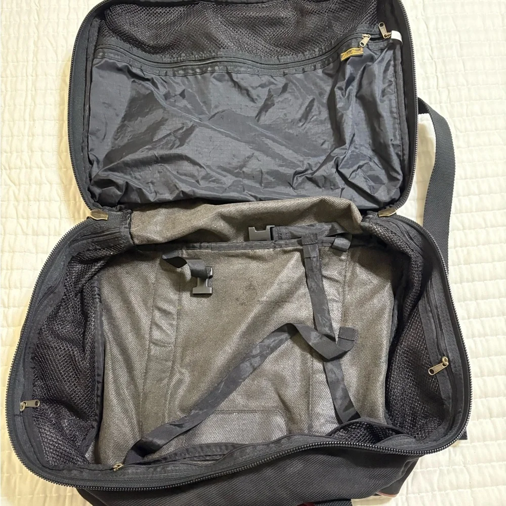 Vintage Eddie Bauer Leather +Canvas Hanging Garment Bag & Matching Carry Bag Set